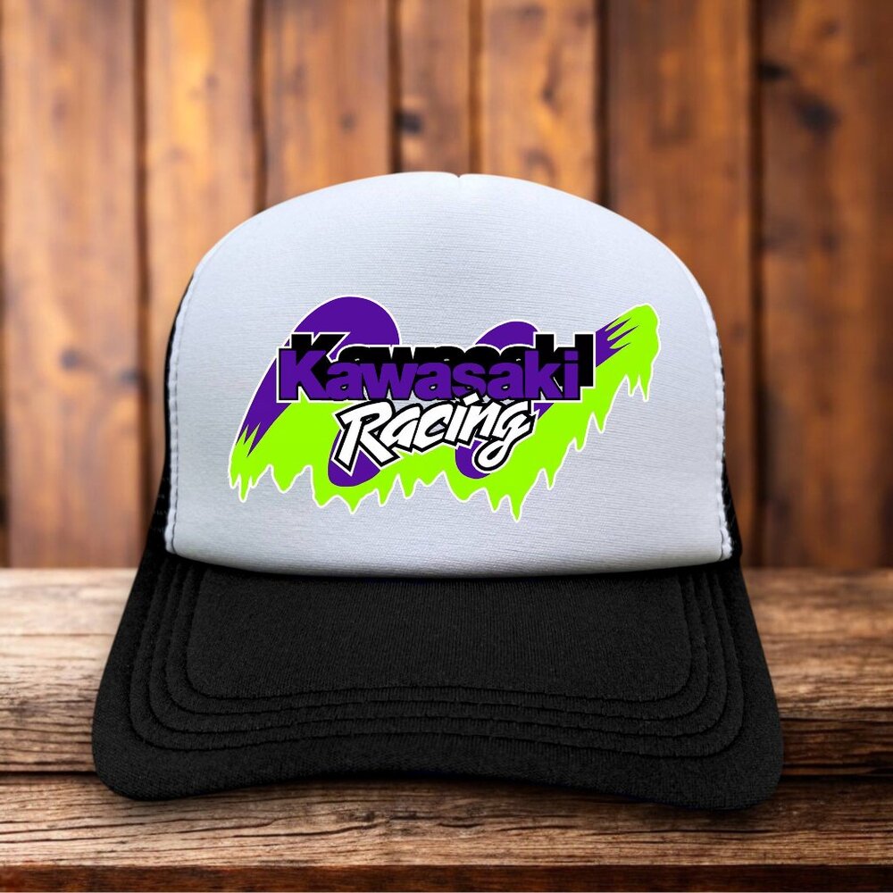 Kawasaki Racing Trucker Hat - White & Black